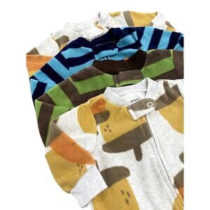 Set of 4 Fleece footed long sleeve body suits